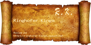Ringhofer Kinga névjegykártya